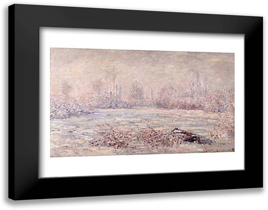 Frost near Vetheuil, 1880 28x22 Black Modern Wood Framed Art Print Poster by Monet, Claude