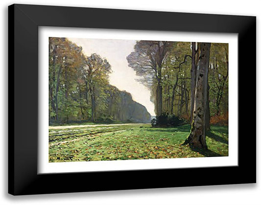 The Road to Bas-Breau, Fontainebleau (Le Pave de Chailly), c.1865 28x22 Black Modern Wood Framed Art Print Poster by Monet, Claude
