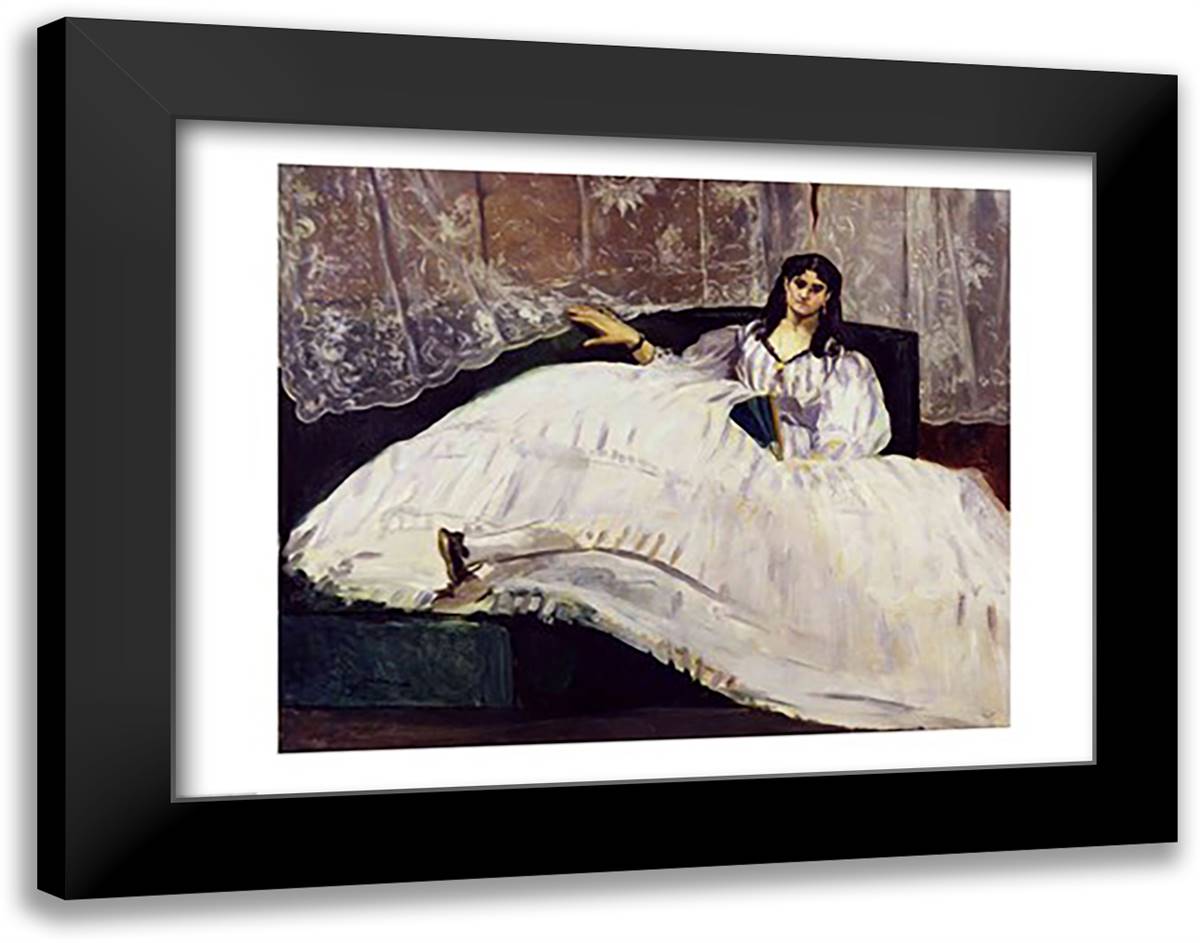 Portrait of Jeanne Duval, 1862 28x22 Black Modern Wood Framed Art Print Poster by Manet, Edouard