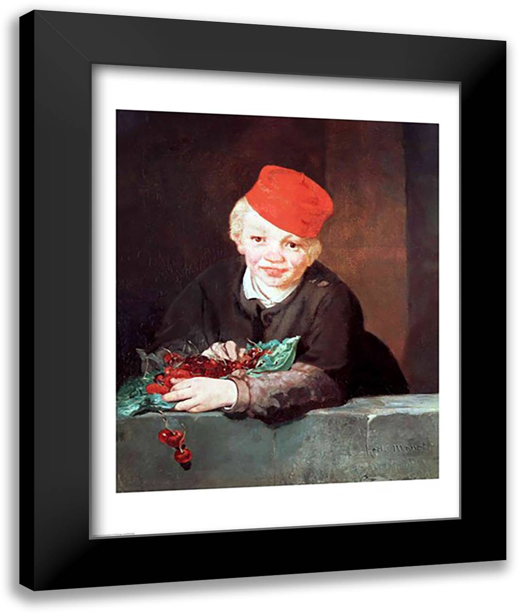 The Boy with the Cherries, 1859 22x28 Black Modern Wood Framed Art Print Poster by Manet, Edouard