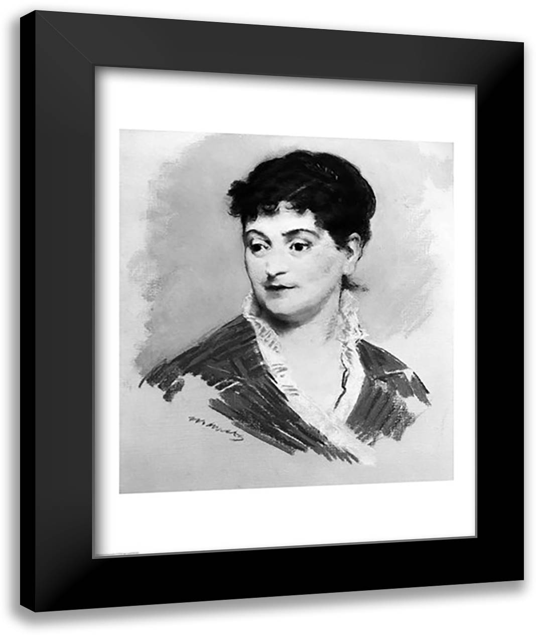 Portrait of Madame Emile Zola, 1874 22x28 Black Modern Wood Framed Art Print Poster by Manet, Edouard