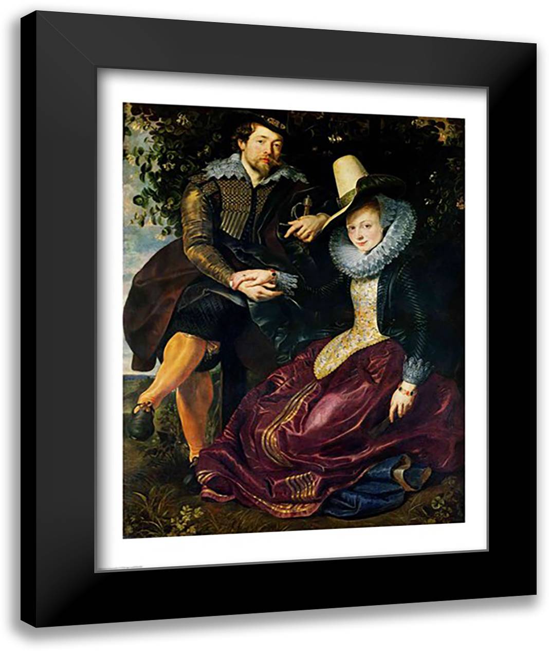 Self portrait with Isabella Brandt 22x28 Black Modern Wood Framed Art Print Poster by Rubens, Peter Paul