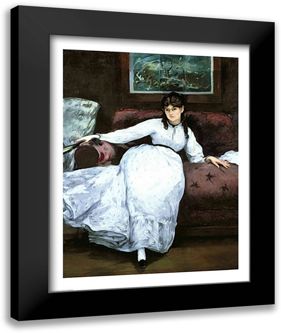 The Rest, portrait of Berthe Morisot 22x28 Black Modern Wood Framed Art Print Poster by Manet, Edouard