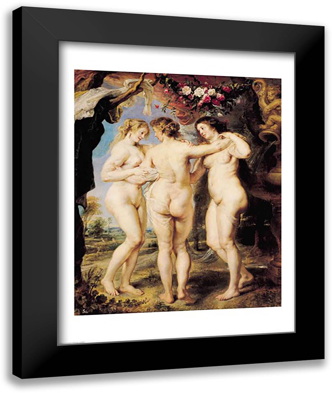 The Three Graces 22x28 Black Modern Wood Framed Art Print Poster by Rubens, Peter Paul