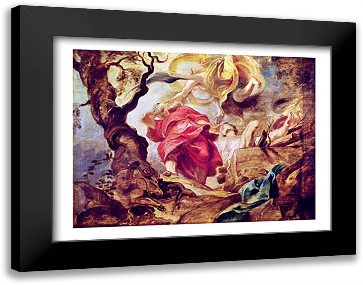 The Sacrifice of Isaac 28x22 Black Modern Wood Framed Art Print Poster by Rubens, Peter Paul
