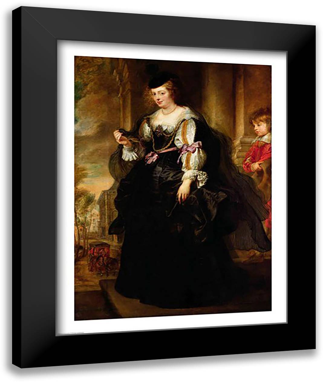 Portrait of Helene Fourment with a Coach 22x28 Black Modern Wood Framed Art Print Poster by Rubens, Peter Paul