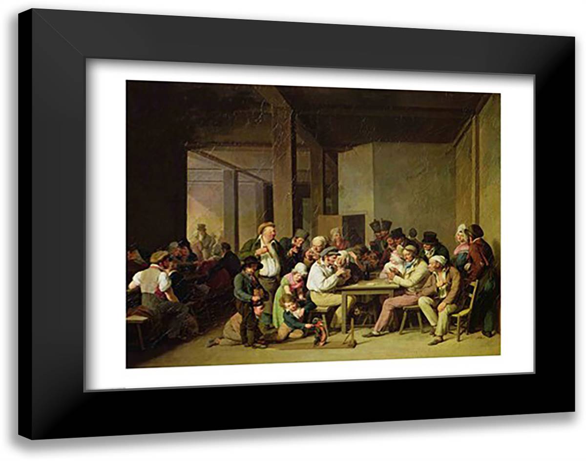Inn Scene 28x22 Black Modern Wood Framed Art Print Poster by Boilly, Louis-Leopold