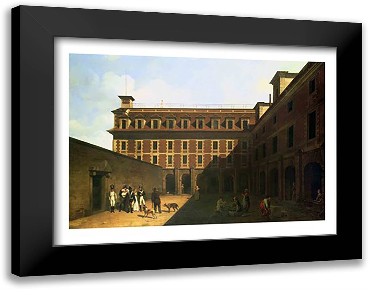 The Prison des Madelonnettes 28x22 Black Modern Wood Framed Art Print Poster by Boilly, Louis-Leopold