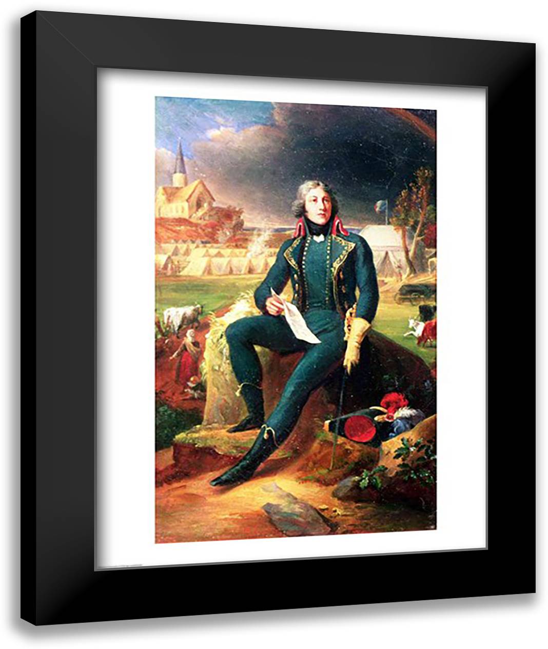 Portrait of General Louis-Lazare Hoche 22x28 Black Modern Wood Framed Art Print Poster by Gerard, Francois