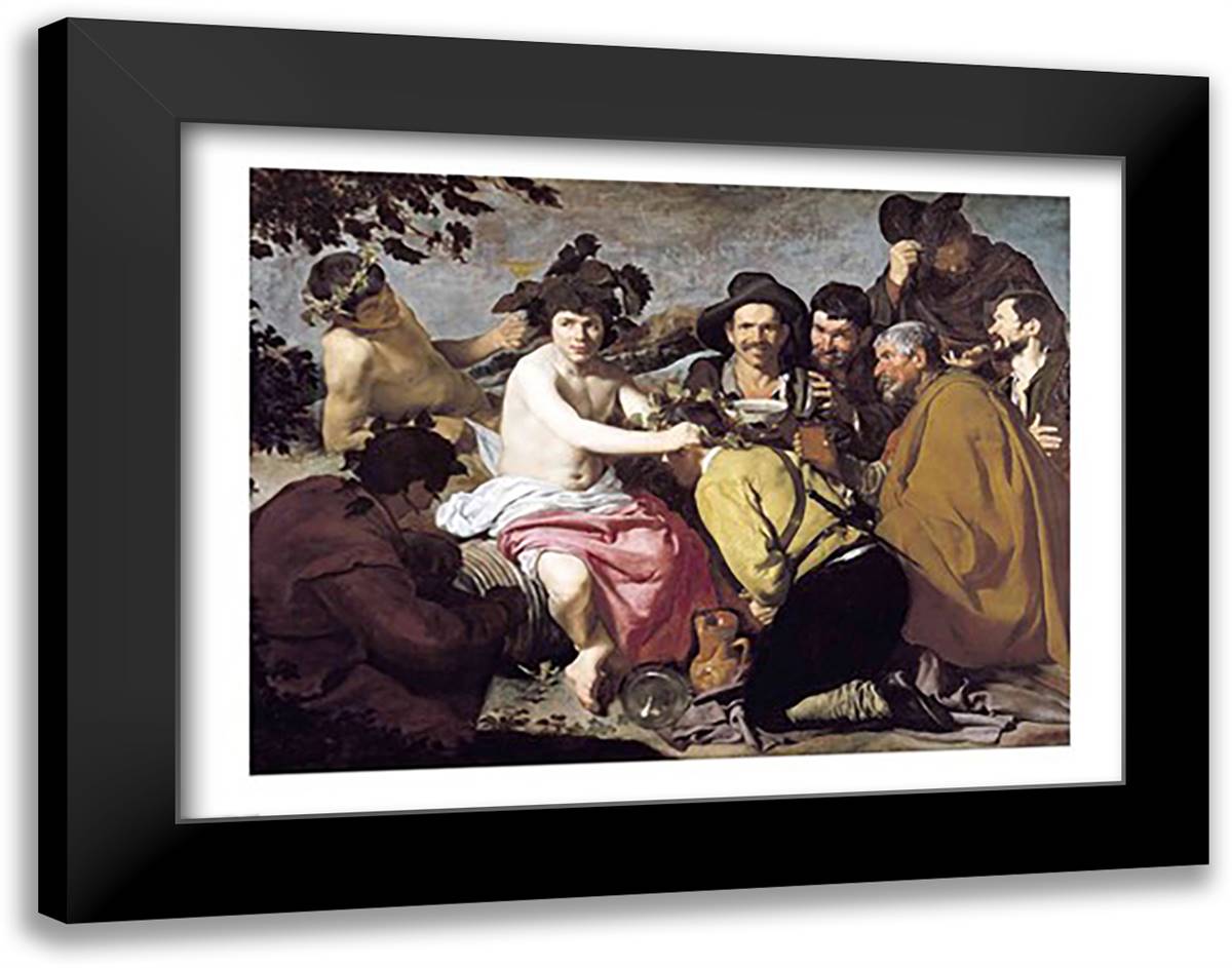 Triumph of Bacchus, 1628 28x22 Black Modern Wood Framed Art Print Poster by Velazquez, Diego