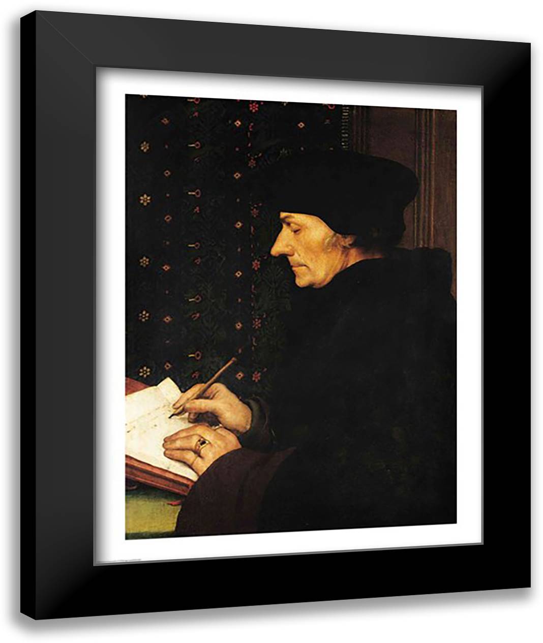 Portrait of Desiderius Erasmus 22x28 Black Modern Wood Framed Art Print Poster by Holbein, Hans