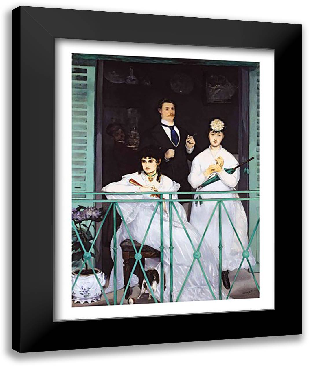 The Balcony 22x28 Black Modern Wood Framed Art Print Poster by Manet, Edouard