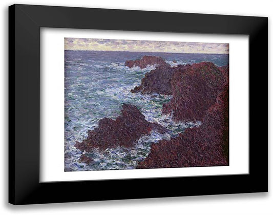 The Rocks at Belle-Ile, the Wild Coast, 1886 28x22 Black Modern Wood Framed Art Print Poster by Monet, Claude