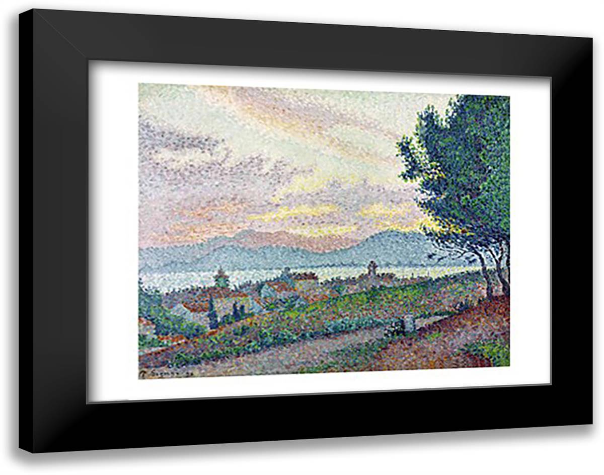 St. Tropez, Pinewood, 1896 28x22 Black Modern Wood Framed Art Print Poster by Signac, Paul