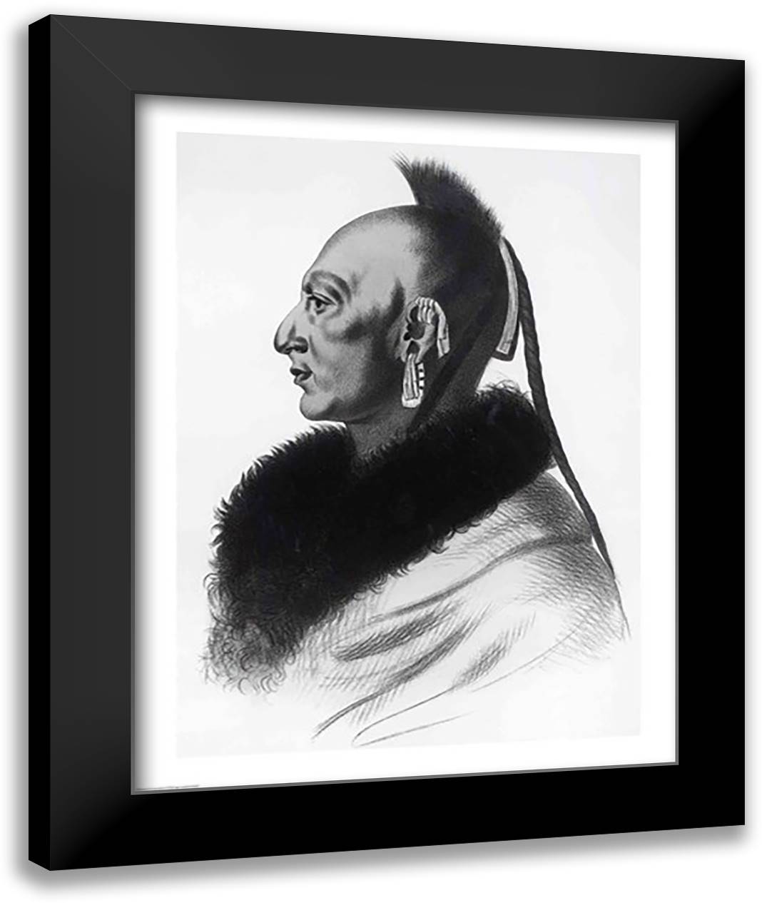 Le Soldat du Chene, an Osage Chief 22x28 Black Modern Wood Framed Art Print Poster