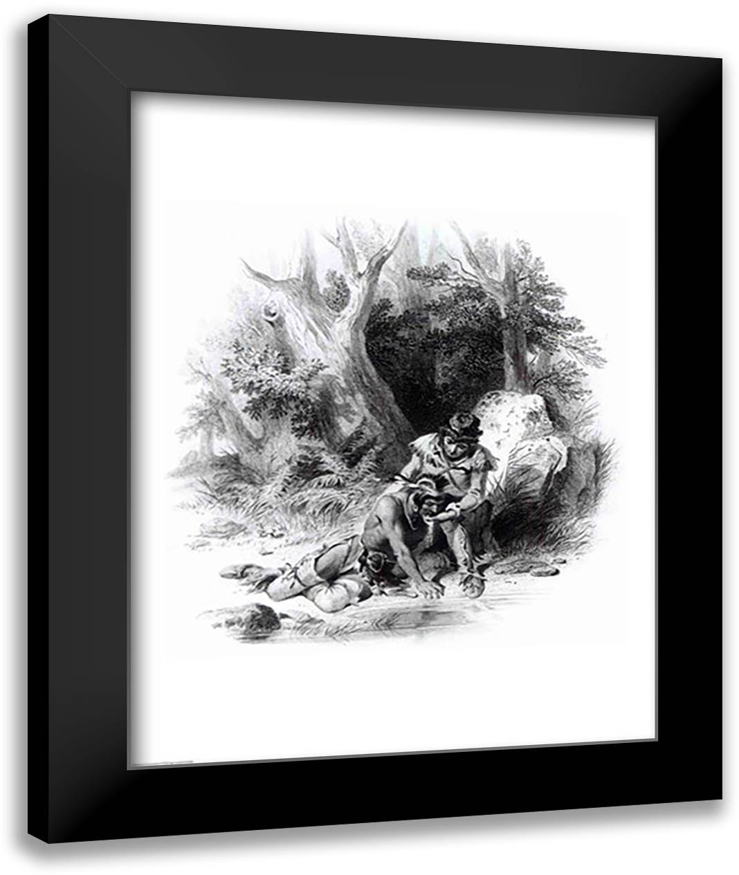 Illustration from 'The Last of the Mohicans 22x28 Black Modern Wood Framed Art Print Poster