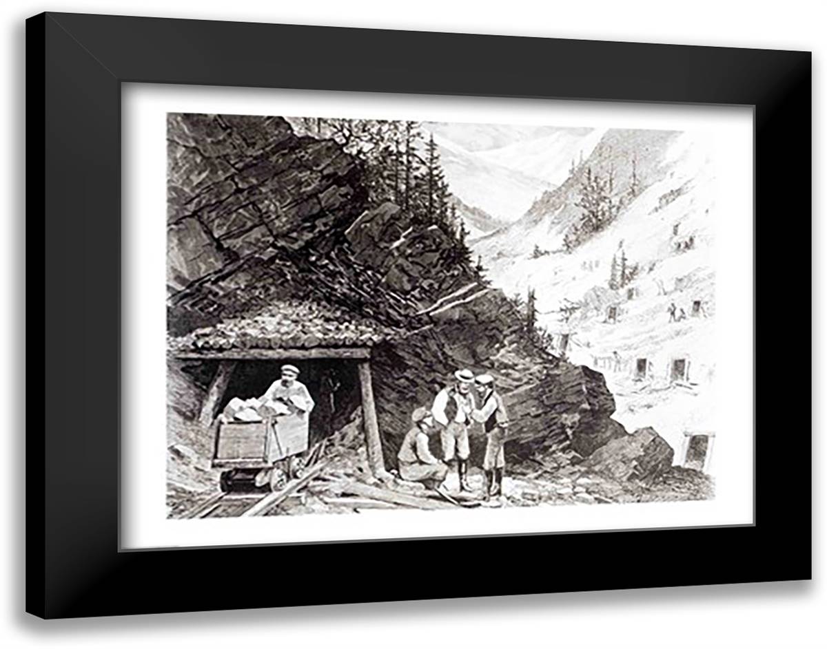 Gold and Silver Mining, Colorado 28x22 Black Modern Wood Framed Art Print Poster