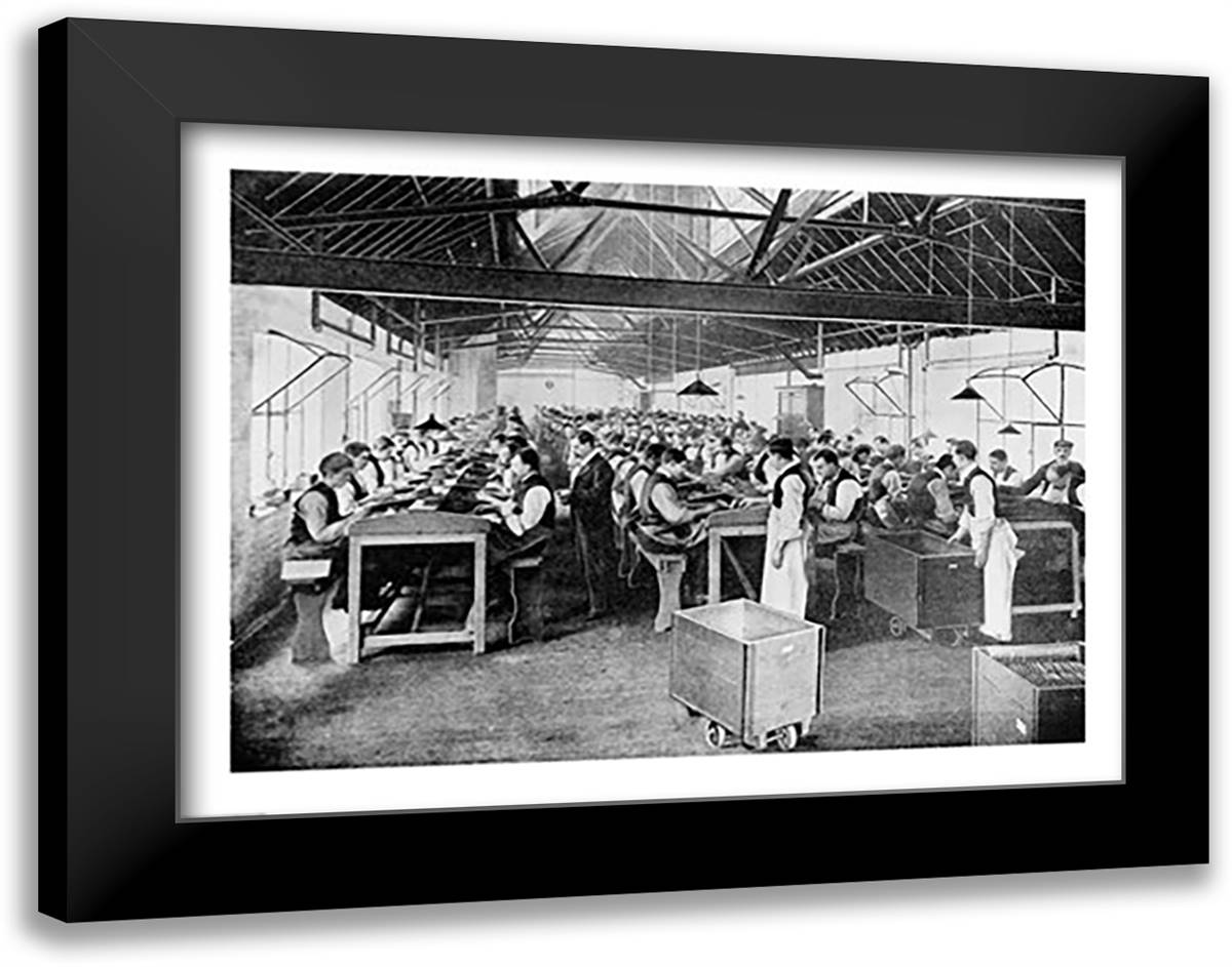 One of the cigar manufacturing departments at Messrs Salmon and Gluckstein's Ltd 28x22 Black Modern Wood Framed Art Print Poster