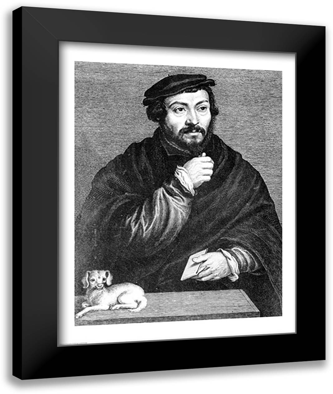 Portrait of Sir Thomas More 22x28 Black Modern Wood Framed Art Print Poster by Holbein, Hans