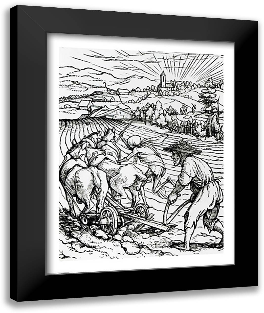 Death and the Ploughman 22x28 Black Modern Wood Framed Art Print Poster by Holbein, Hans