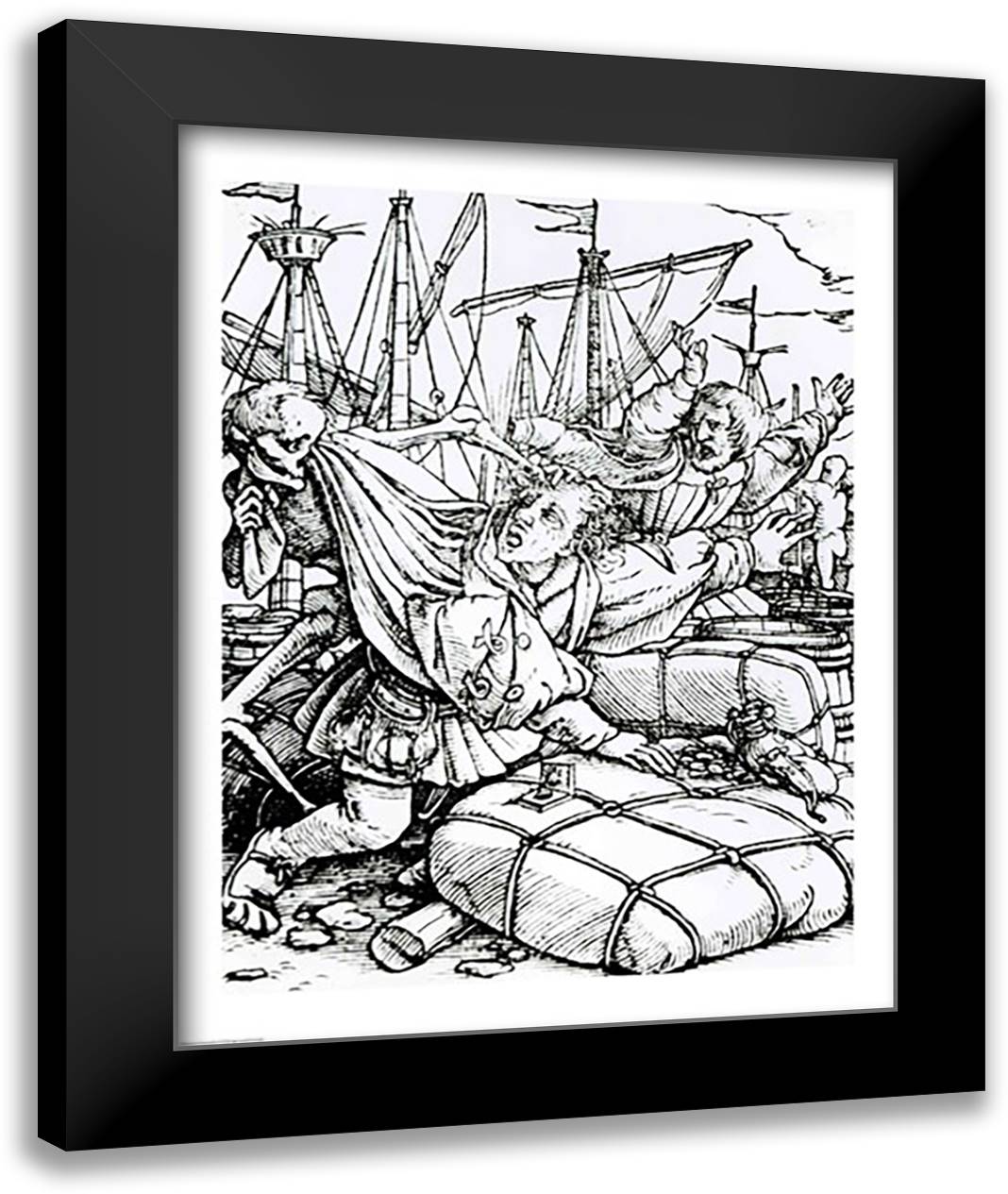 Death and the Merchant 22x28 Black Modern Wood Framed Art Print Poster by Holbein, Hans