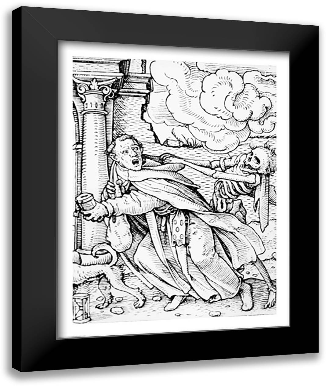 Death and the Mendicant Friar 22x28 Black Modern Wood Framed Art Print Poster by Holbein, Hans