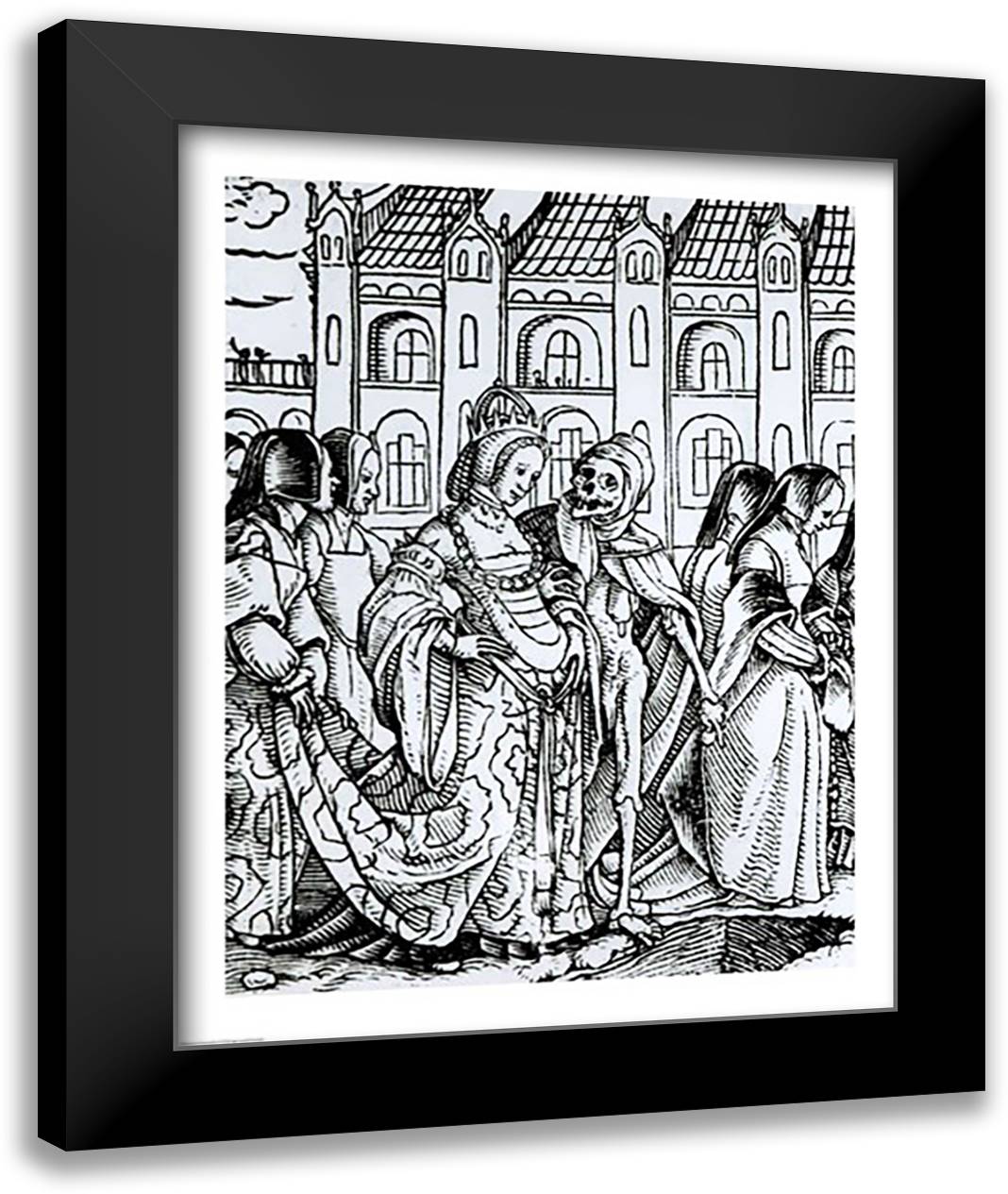 Death and the Empress 22x28 Black Modern Wood Framed Art Print Poster by Holbein, Hans