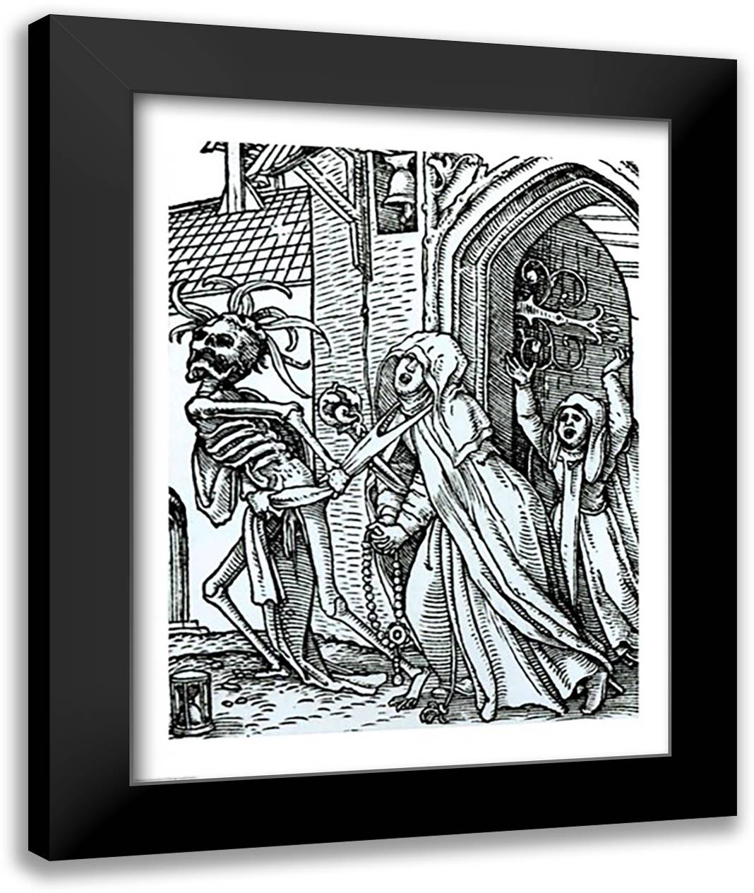 Death and the Abbotess 22x28 Black Modern Wood Framed Art Print Poster by Holbein, Hans