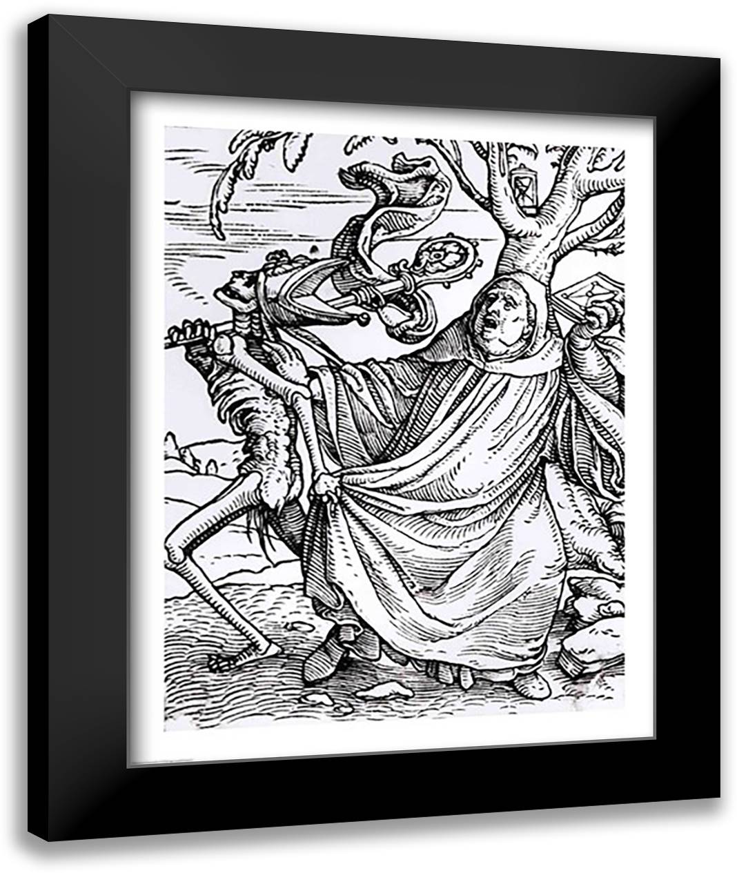 Death and the Abbot 22x28 Black Modern Wood Framed Art Print Poster by Holbein, Hans
