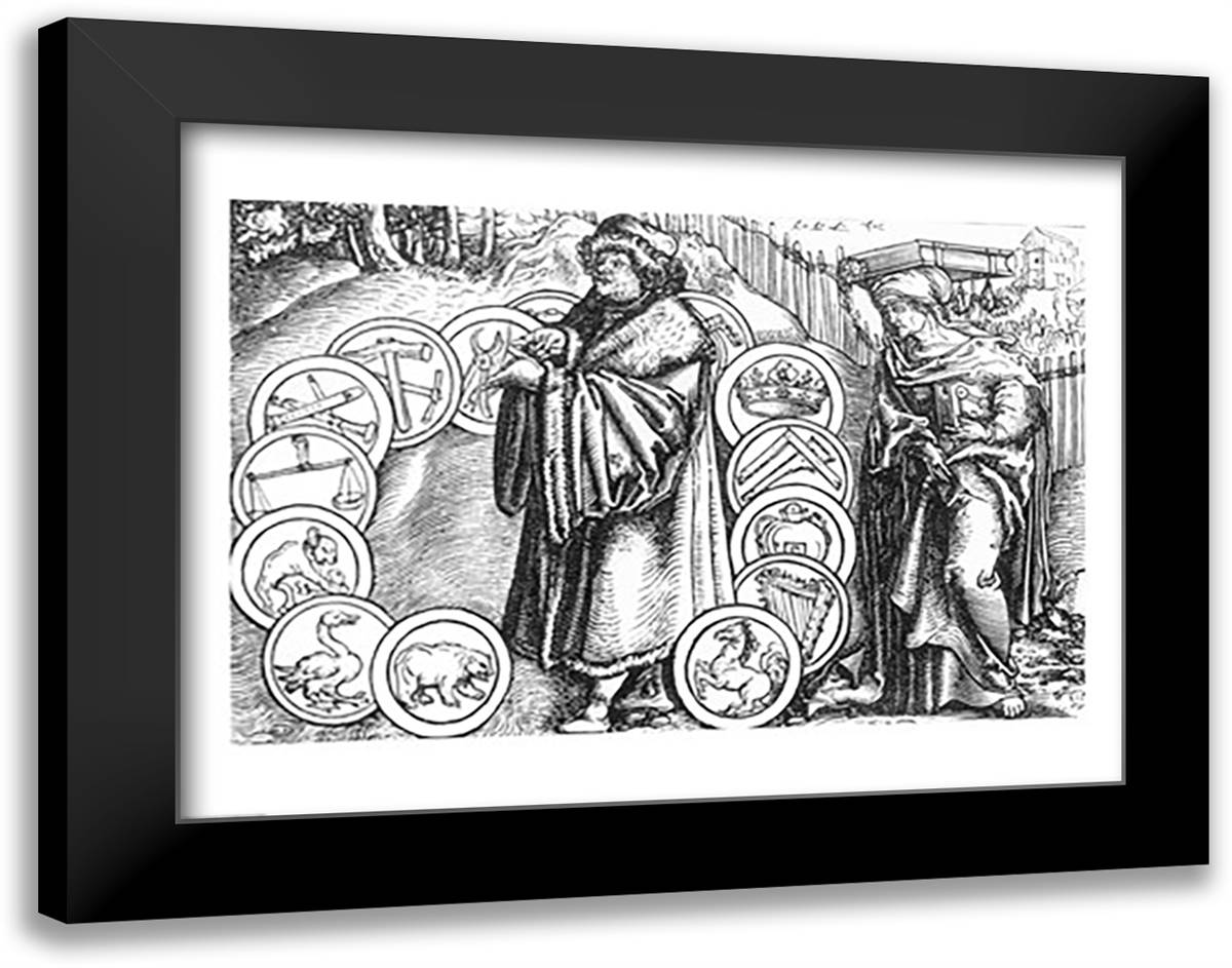 The Natural Sciences in the Presence of Philosophy 28x22 Black Modern Wood Framed Art Print Poster by Holbein, Hans