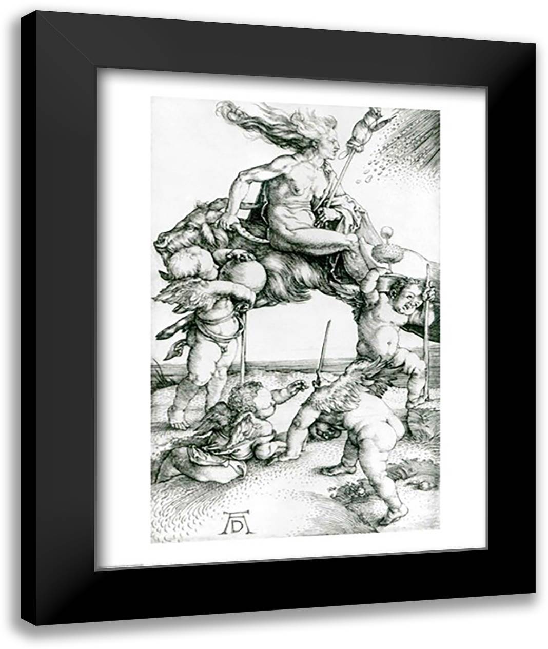 Witch 22x28 Black Modern Wood Framed Art Print Poster by Durer, Albrecht
