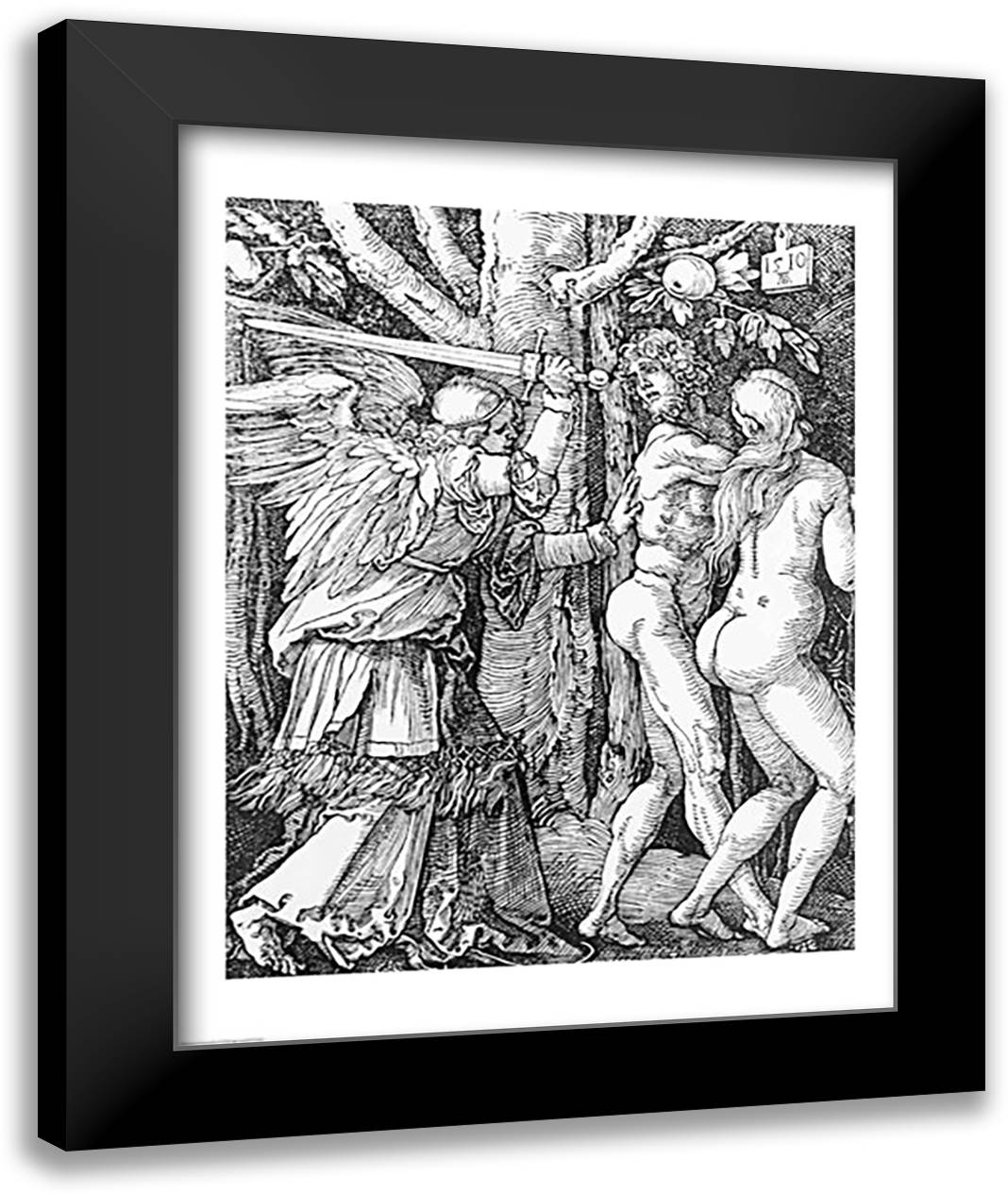 The Expulsion from Paradise, 1510 22x28 Black Modern Wood Framed Art Print Poster by Durer, Albrecht