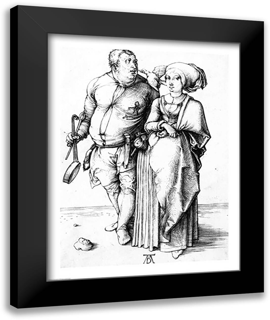 The Cook and his Wife 22x28 Black Modern Wood Framed Art Print Poster by Durer, Albrecht