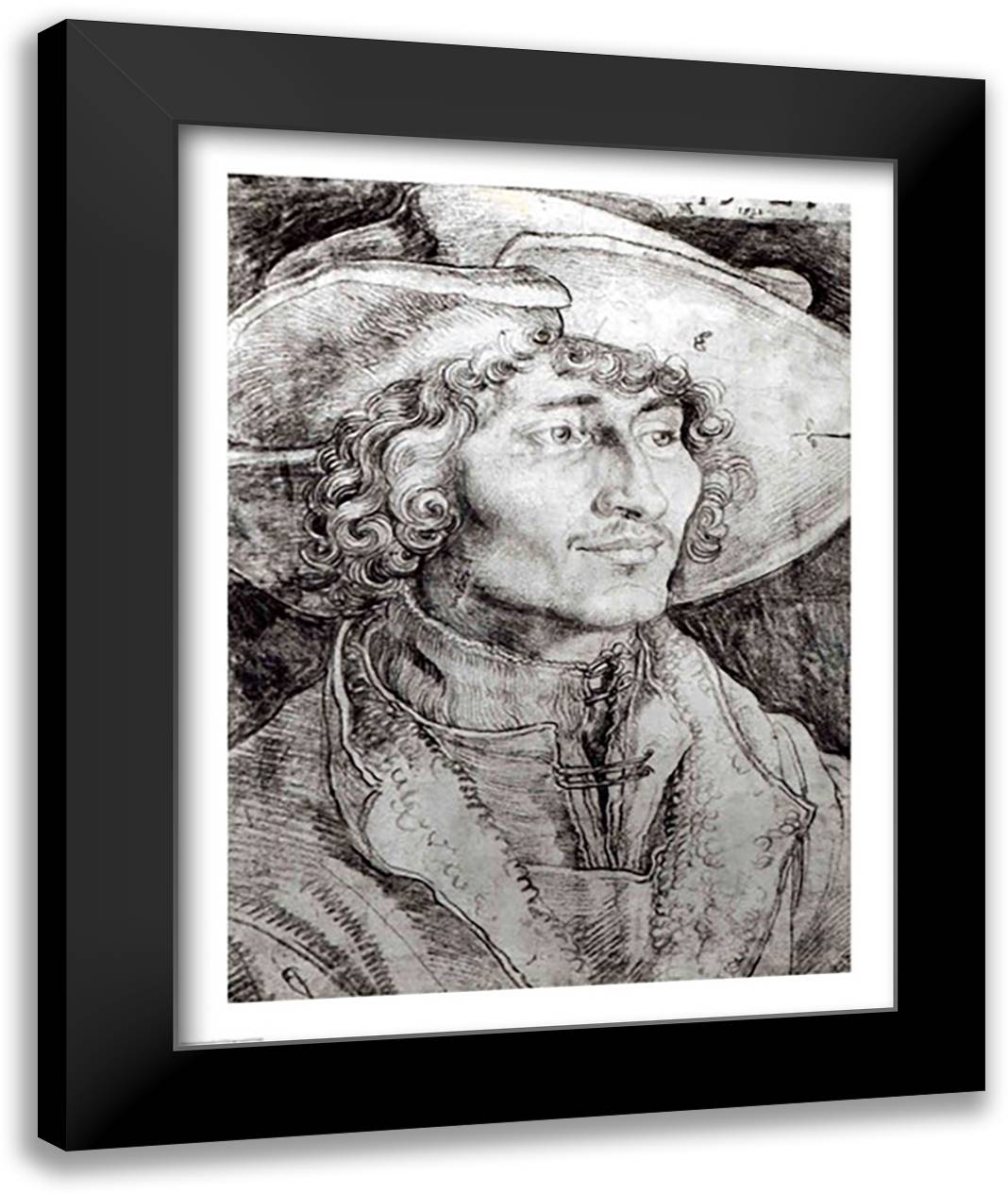 Portrait of an unknown man, 1521 22x28 Black Modern Wood Framed Art Print Poster by Durer, Albrecht
