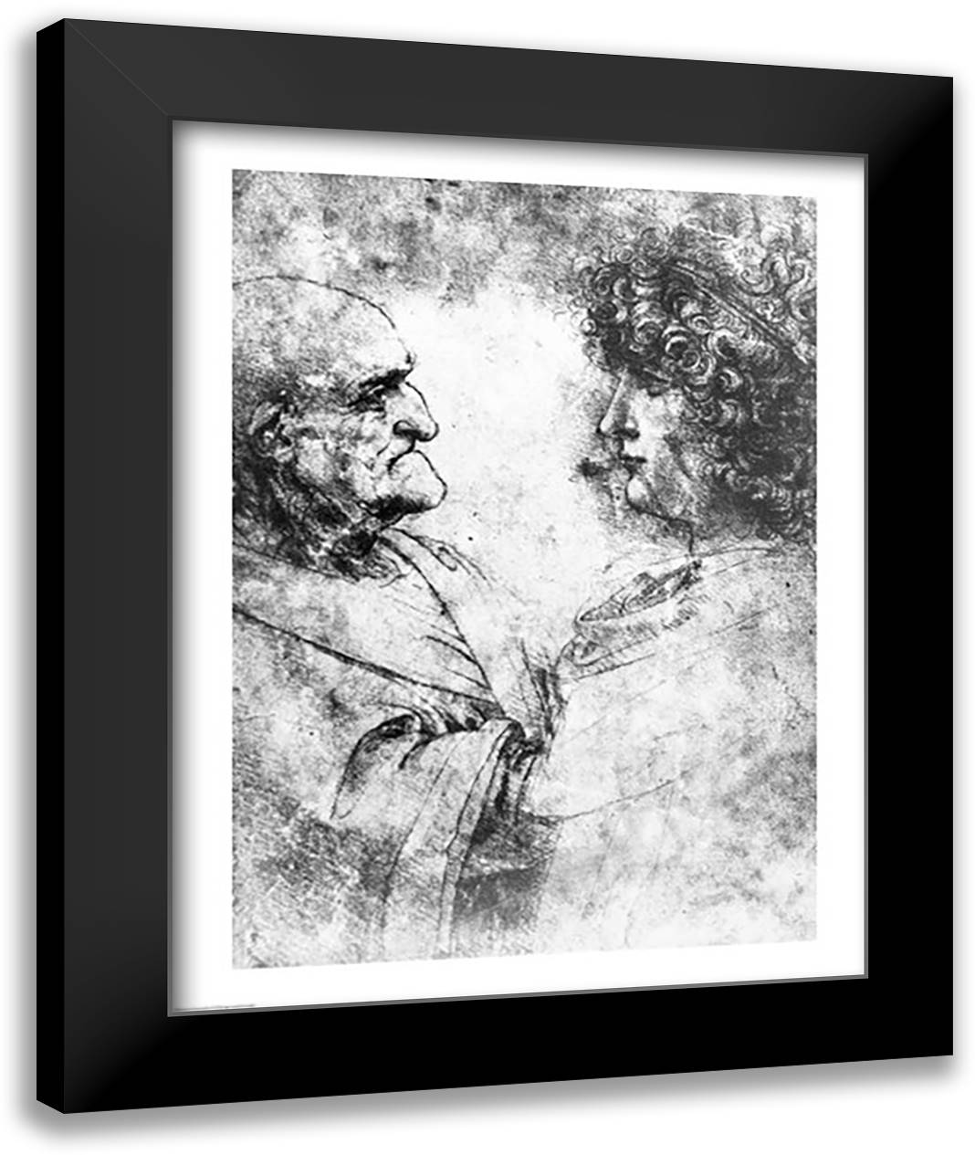Study of a 'nutcracker' man and beautiful youth, c.1500 22x28 Black Modern Wood Framed Art Print Poster by da Vinci, Leonardo