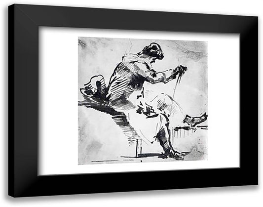 Seated man 28x22 Black Modern Wood Framed Art Print Poster by Turner, J.M.W.