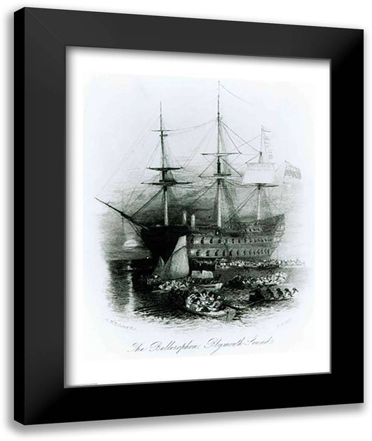 The Bellerophon at Plymouth Sound in 1815 22x28 Black Modern Wood Framed Art Print Poster by Turner, J.M.W.