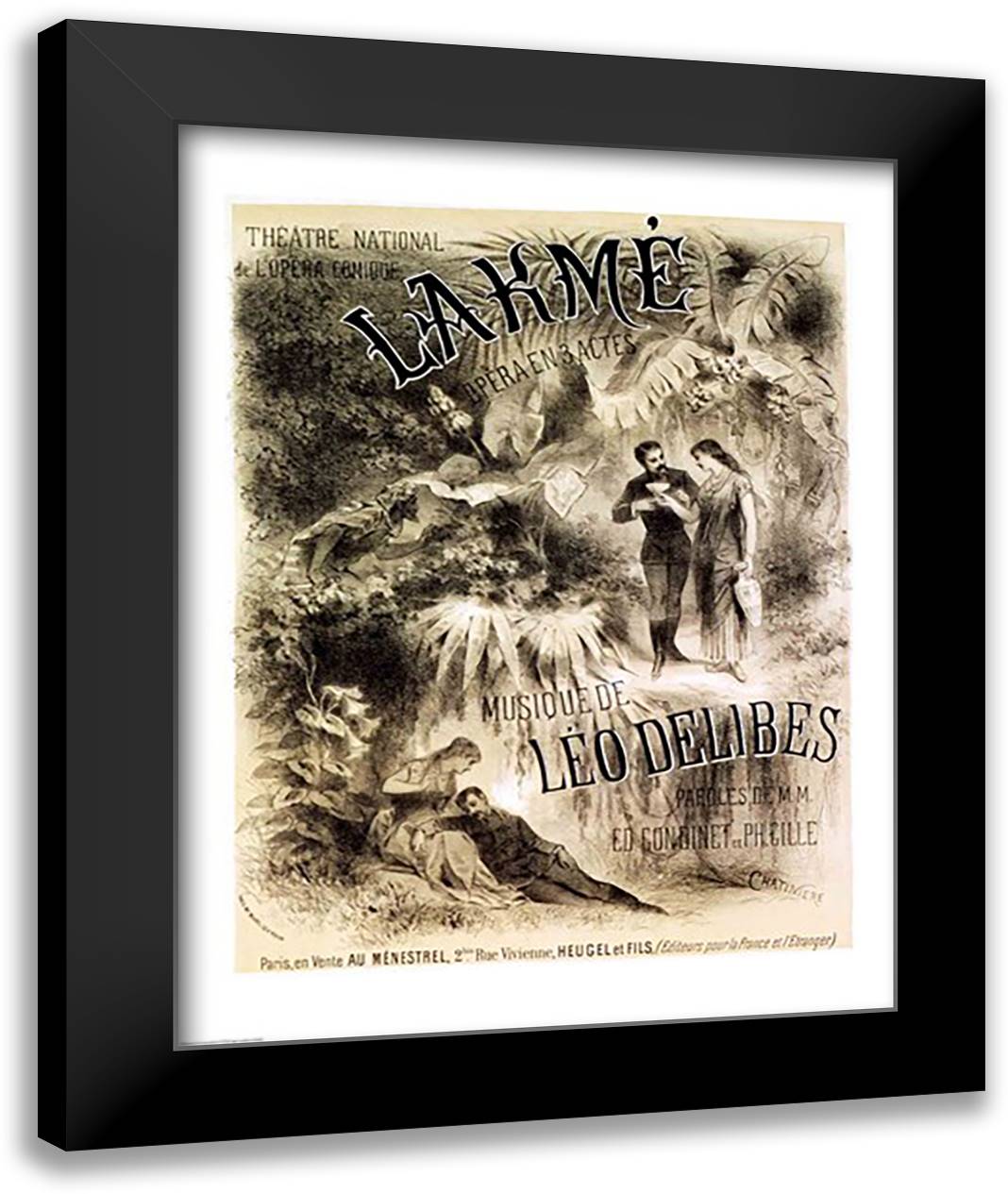 Poster advertising 'Lakme', Opera 22x28 Black Modern Wood Framed Art Print Poster