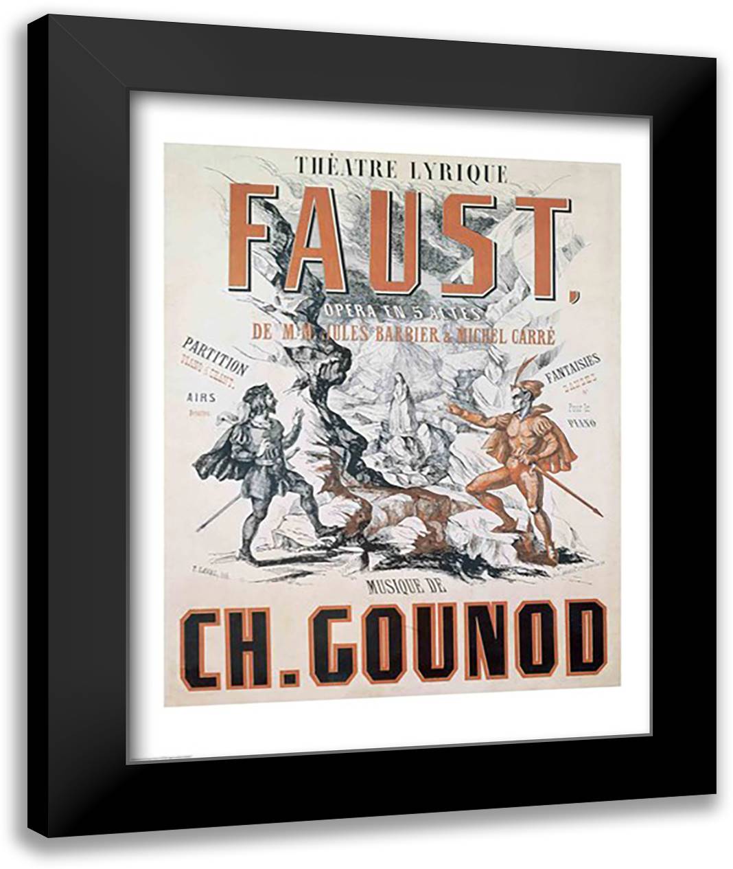 Poster advertising 'Faust', Opera 22x28 Black Modern Wood Framed Art Print Poster