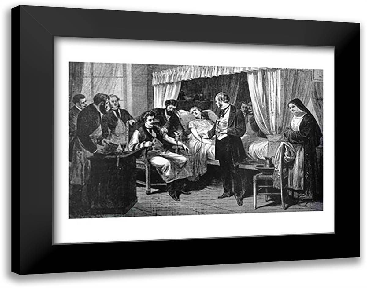 Performing the Operation of the Transfusion of Blood at the Hospital of Pity 28x22 Black Modern Wood Framed Art Print Poster