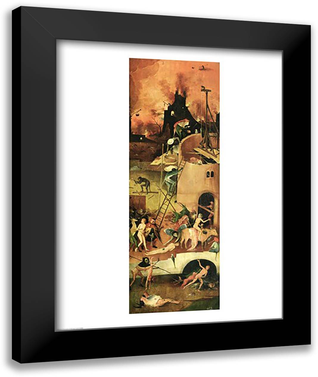 The Haywain: right wing of the triptych depicting Hell, c.1500 22x28 Black Modern Wood Framed Art Print Poster by Bosch, Hieronymus