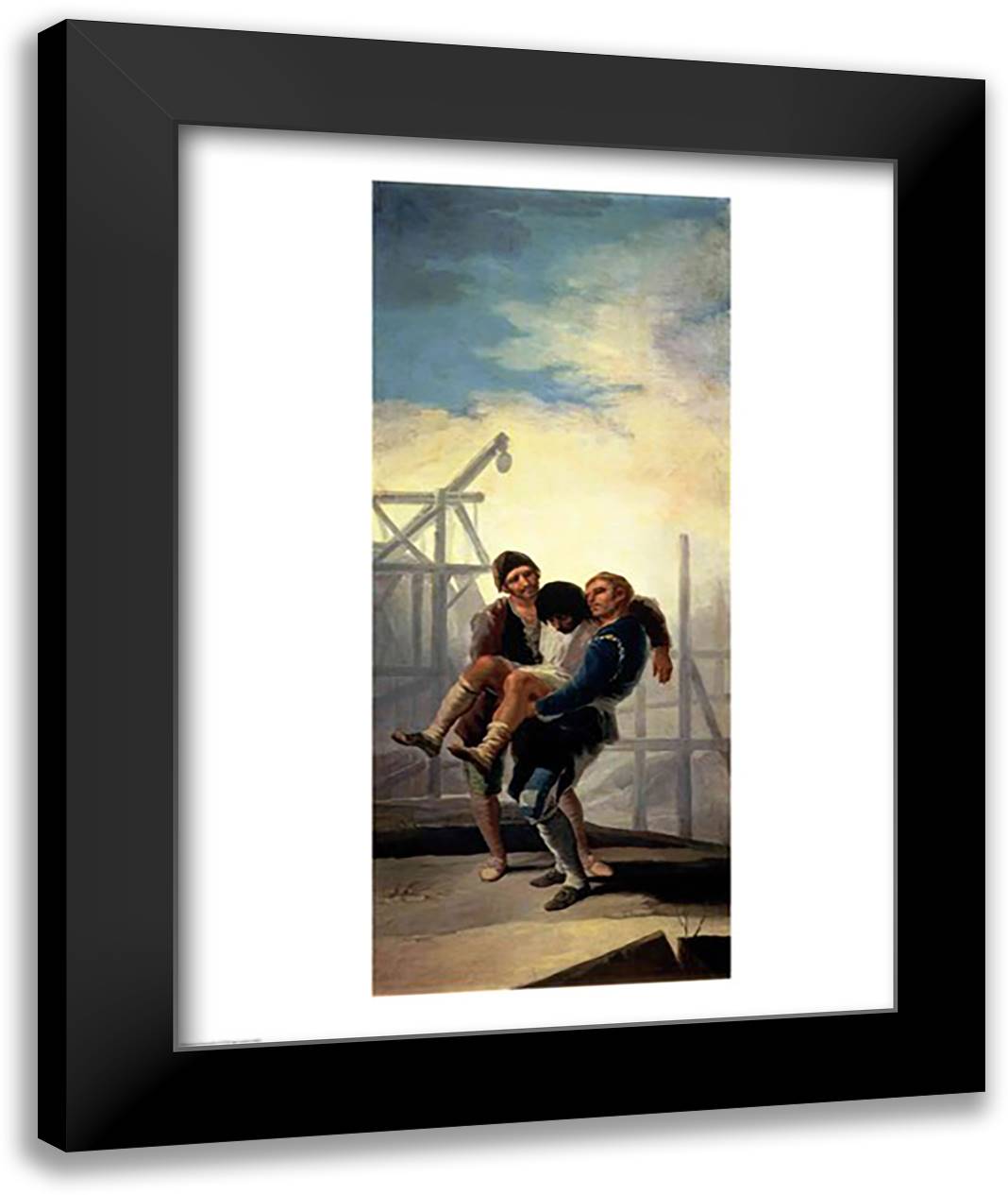 The Injured Mason 22x28 Black Modern Wood Framed Art Print Poster by Goya, Francisco De