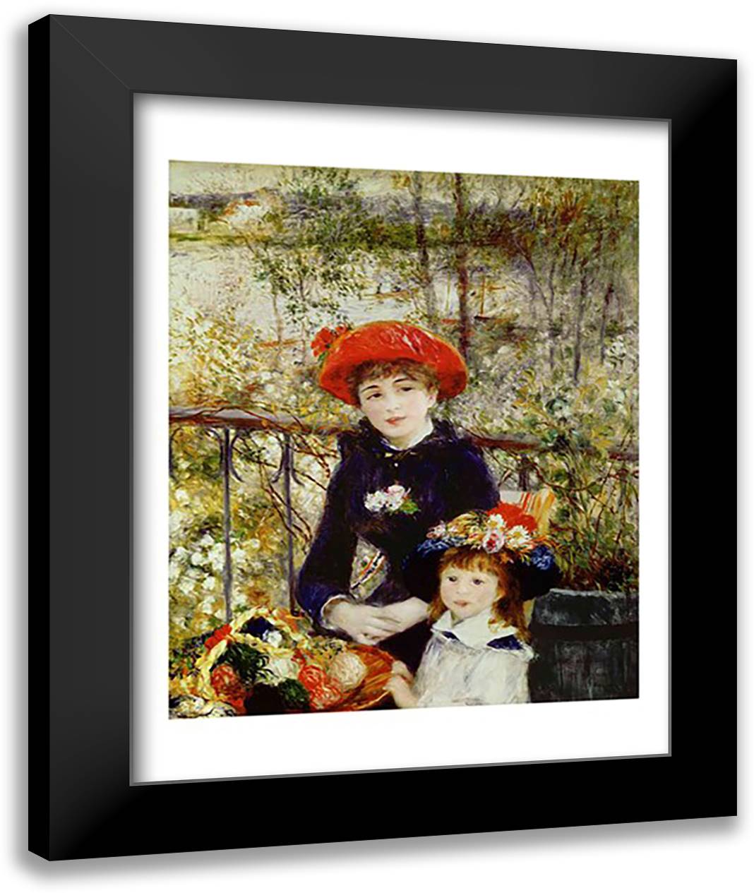 Two Sisters 22x28 Black Modern Wood Framed Art Print Poster by Renoir, Pierre-Auguste