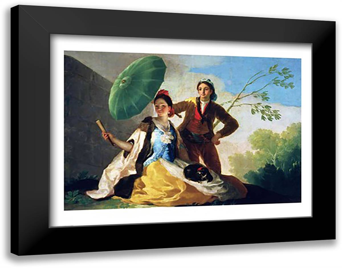 The Parasol, 1777 28x22 Black Modern Wood Framed Art Print Poster by Goya, Francisco De