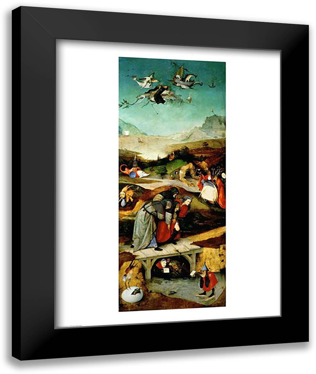 Temptation of St. Anthony 22x28 Black Modern Wood Framed Art Print Poster by Bosch, Hieronymus