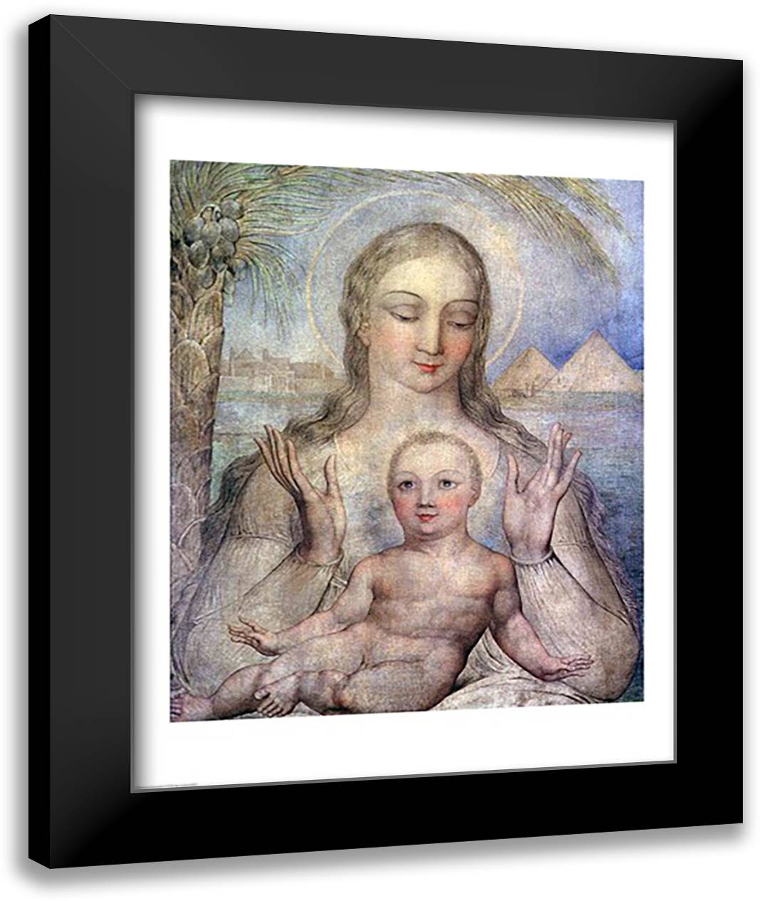 The Virgin and Child in Egypt, 1810 22x28 Black Modern Wood Framed Art Print Poster by Blake, William