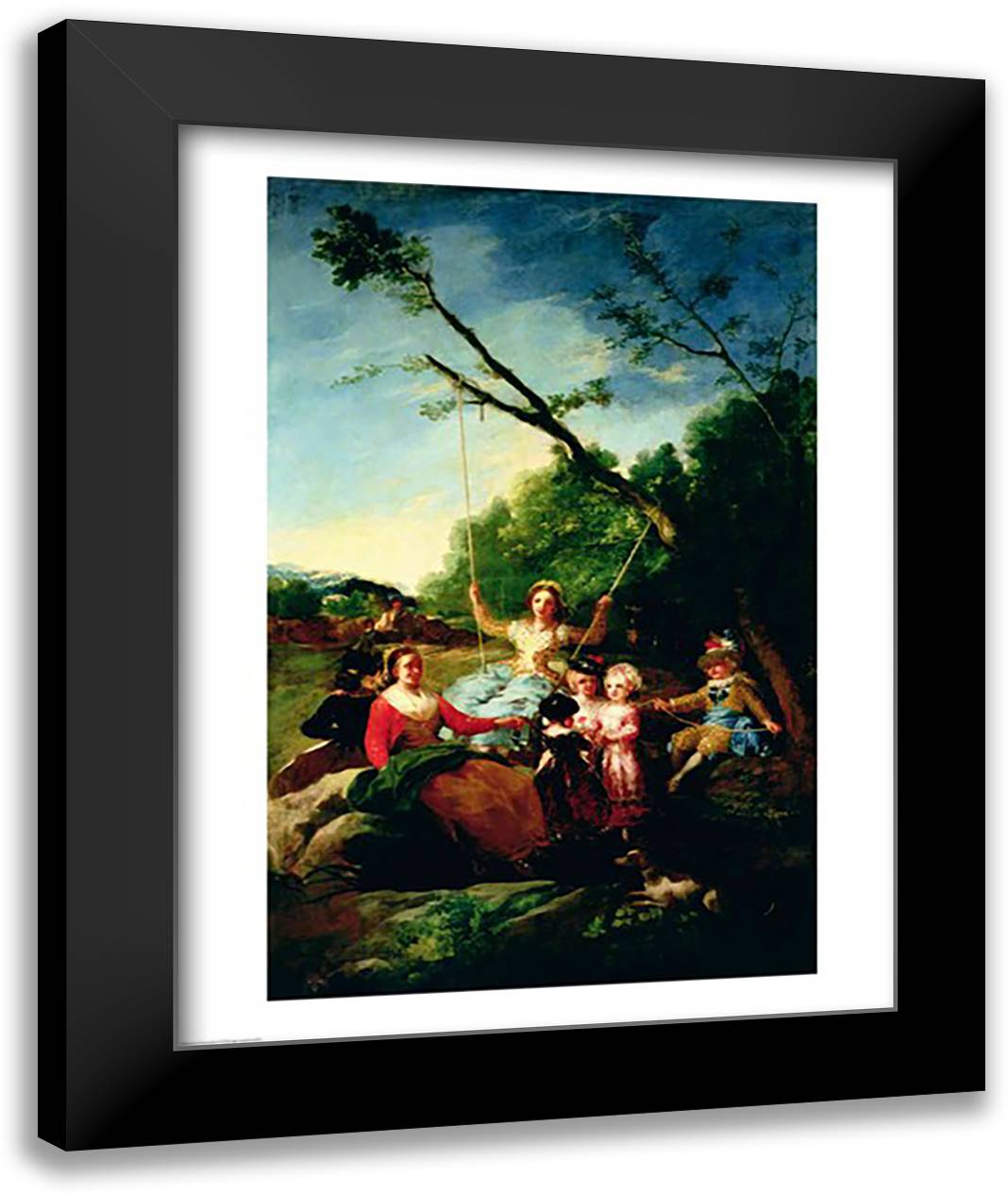 The Swing 22x28 Black Modern Wood Framed Art Print Poster by Goya, Francisco De