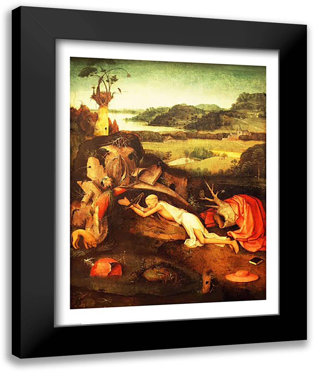 St. Jerome Praying 22x28 Black Modern Wood Framed Art Print Poster by Bosch, Hieronymus