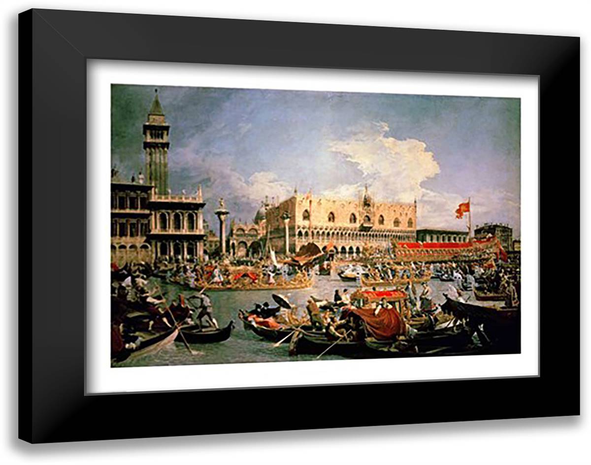 Return of the Bucintoro on Ascension Day 28x22 Black Modern Wood Framed Art Print Poster by Canaletto, Giovanni Antonio