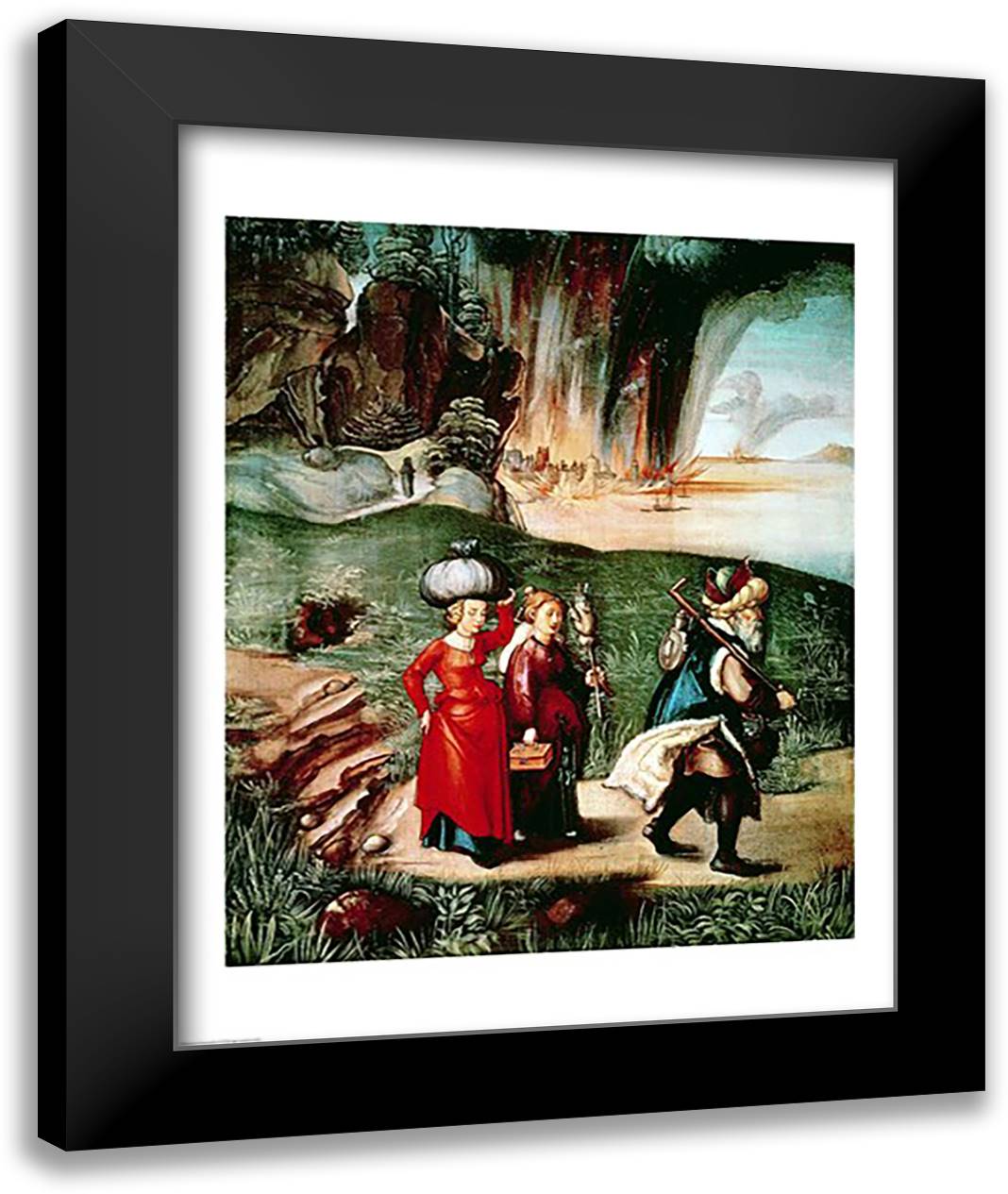 Lot and his Daughters 22x28 Black Modern Wood Framed Art Print Poster by Durer, Albrecht